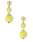 Orecchini con rondelle in metallo pendente con due sfere in acrilico verde lime - Mya Accessories