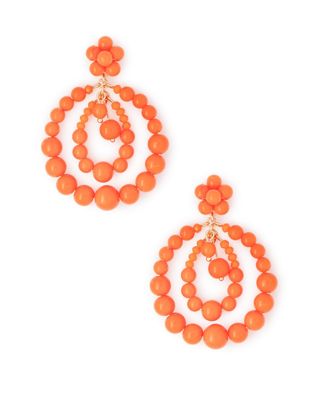 Orecchini strutturati a goccia con perline in acrilico arancio - Mya Accessories