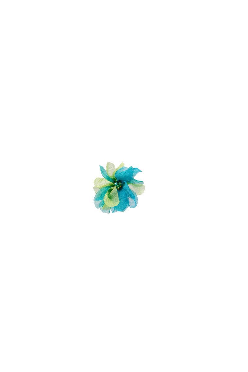 Spilla a fiore con microcristalli verde e azzurra - Mya Accessories