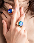 Anello elastico con pietra in vetro blu - Mya Accessories