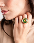 Anello elastico con pietra in vetro verde - Mya Accessories