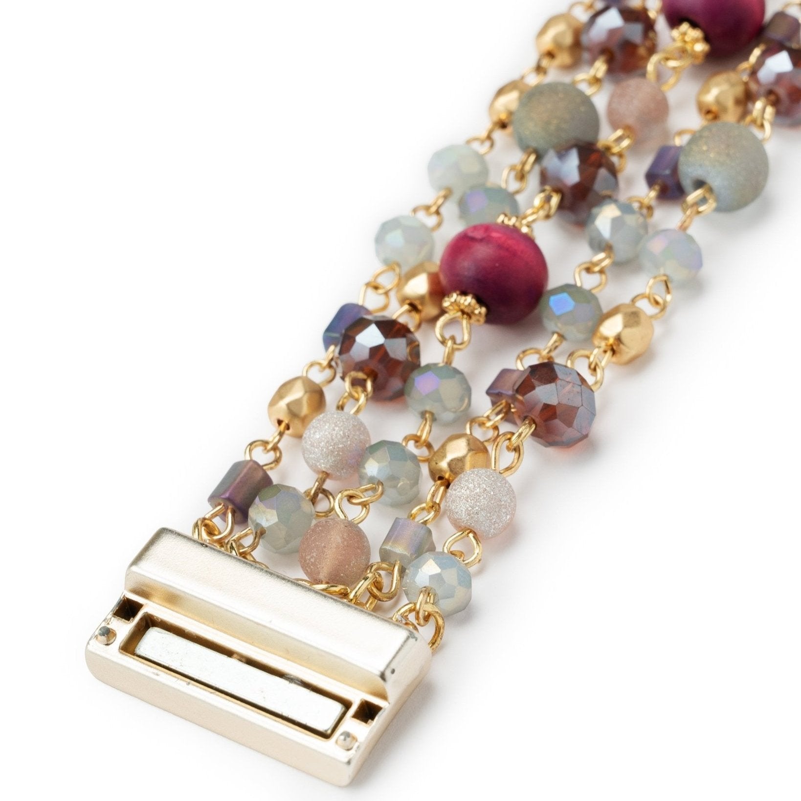 Bracciale a 5 fili con pietre in vetro multi viola - Mya Accessories