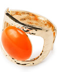 Bracciale a manetta in metallo colore oro con resina arancio - Mya Accessories