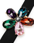 Cintura elastica nera, con fiore con pietre multicolore - Mya Accessories