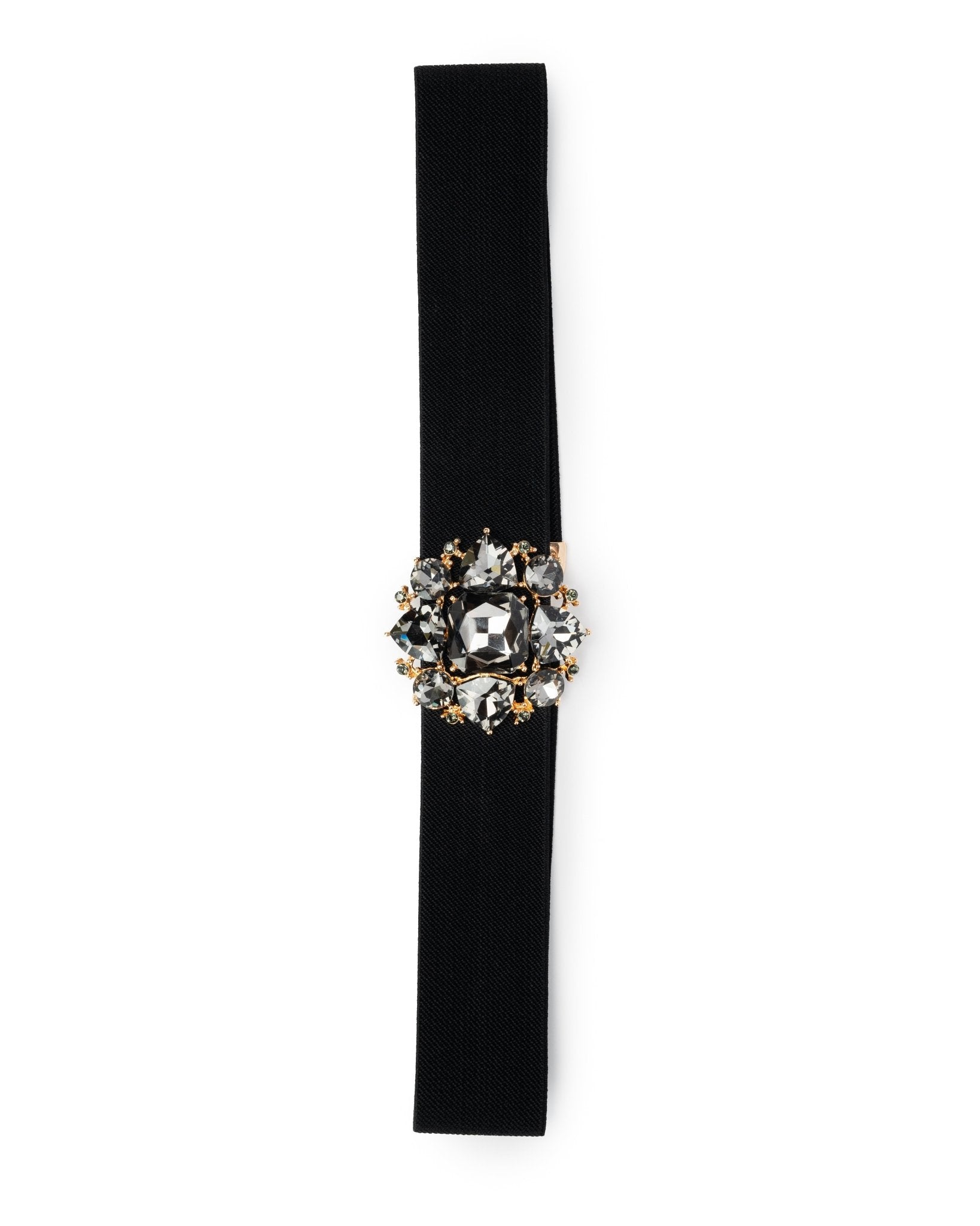 Cintura elastica nera, con fiore in vetro nero - Mya Accessories