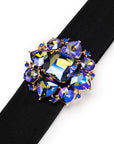 Cintura elastica nera, con fiore in vetro viola - Mya Accessories