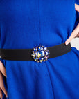 Cintura elastica nera, con fiore in vetro viola - Mya Accessories