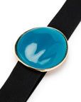 Cintura elastica nera, con medaglione in resina ottanio - Mya Accessories