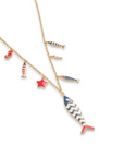Collana charms pesce in Metallo color Oro - Blu e Rosso - Mya Accessories