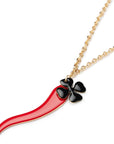 Collana lunga con pendente a corno smaltato rosso - Mya Accessories