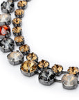 Collana in metallo gun con pietre in vetro sui toni dell'arancio - Mya Accessories