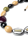 Collana in acrilico beige, verde e viola - Mya Accessories
