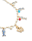 Collana vetro charms pesce in Metallo colore Oro - Bianco - Mya Accessories