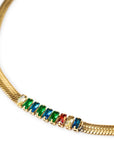Girocollo snake piatto con pietre multicolore - Mya Accessories