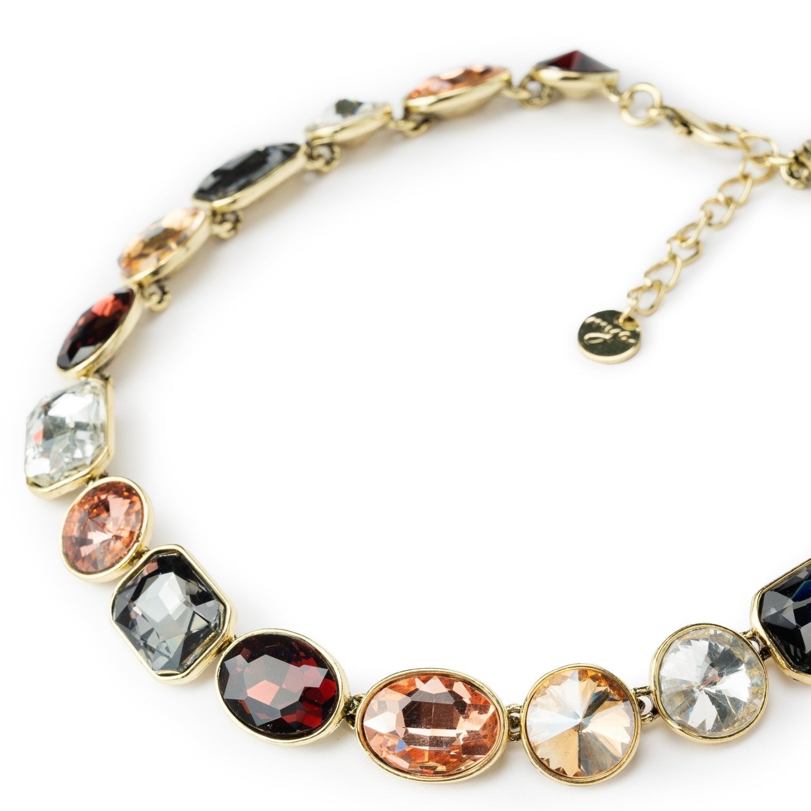 Collana in metallo colore oro con pietre in vetro multicolore - Mya Accessories