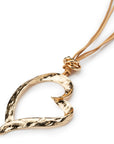 Collana lunga con laccio in cuoio beige con cuore - Mya Accessories