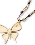 Collana lunga con laccio in cuoio con pendente a farfalla - Mya Accessories