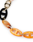 Collana lunga in metallo con inserti in acrilico arancio e gialli - Mya Accessories