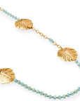 collana-lunga-foglie-metallo-microcristalli-azzurri-2-Mya Accessories