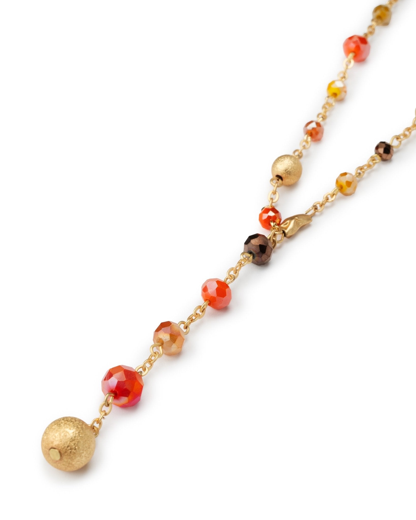 Collana lunga con pietre in vetro sui toni dell&#39;arancio - Mya Accessories