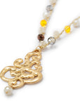 Collana lunga con microcristalli giallo e beige con pendente - Mya Accessories