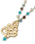 Collana lunga con microcristalli multi azzurro con pendente - Mya Accessories