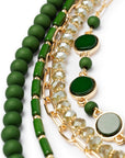 Collana multilinee in vetro e resina verde - Mya Accessories