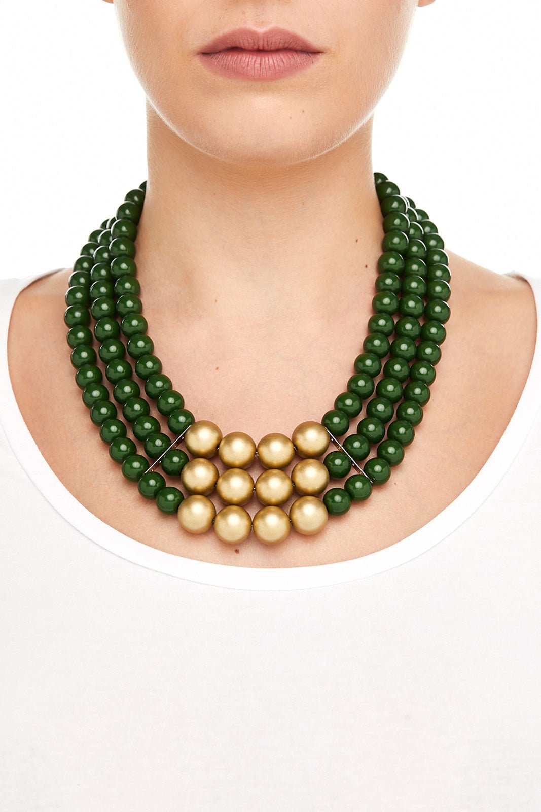 Collana con perle in acrilico verde a tre fili - Mya Accessories