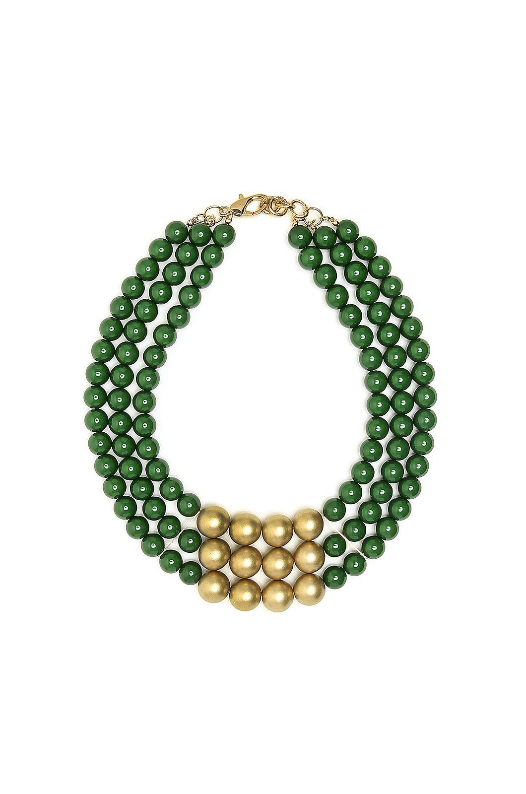 Collana con perle in acrilico verde a tre fili - Mya Accessories