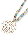 Collana lunga con microcristalli blu con pendente a griglia - Mya Accessories