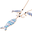Collana charms pesce in Metallo color Oro - Blu- Rosso - Mya Accessories