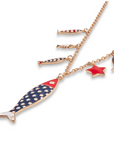 Collana charms pesce in Metallo color Oro - Blu e Rosso - Mya Accessories