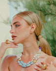 Collana in acrilico dai toni del viola, bianco e celeste - Mya Accessories