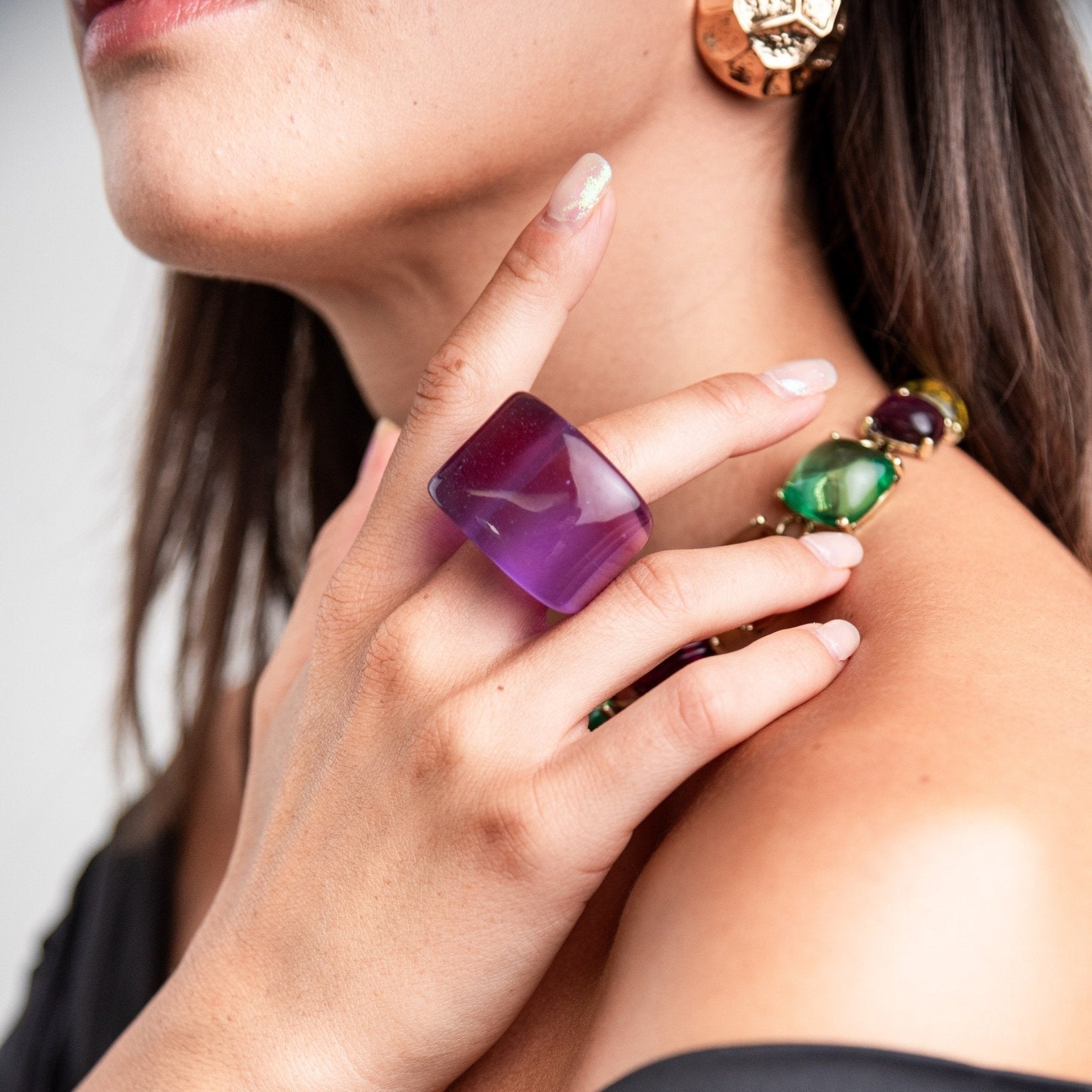 Anello in resina viola - Mya Accessories