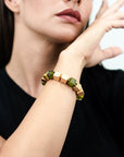 Bracciale elastico a forma di dadi con pietre verdi - Mya Accessories