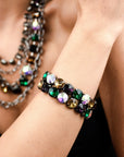Bracciale a 2 fili con pietre in vetro petrolio - Mya Accessories