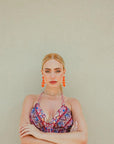 Orecchino pendente con quattro cuori arancio - Mya Accessories