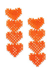 Orecchino pendente con quattro cuori arancio - Mya Accessories