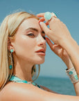 Orecchino ramo corallo con metallo argentato e acrilico blu - Mya Accessories