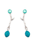 Orecchino ramo corallo con metallo argentato e acrilico blu - Mya Accessories
