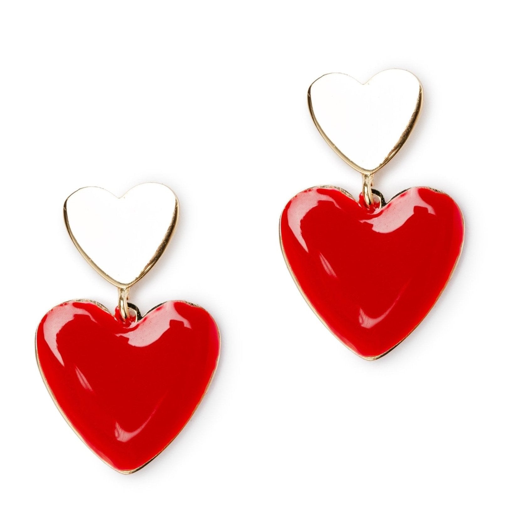 Orecchini con cuore smaltato rosso - Mya Accessories