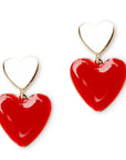 Orecchini con cuore smaltato rosso - Mya Accessories