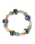 Bracciale elastico con pietre in vetro multi blu - Mya Accessories