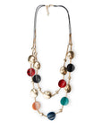 Collana a due fili in corda nera con inserti in resina multicolore - Mya Accessories