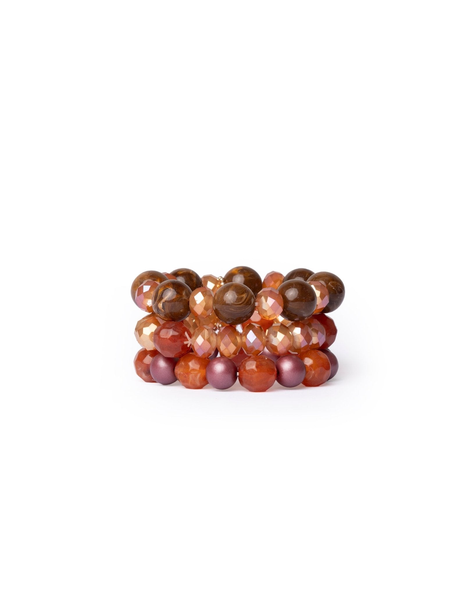 Bracciale multilinee elastico con pietre in vetro ed acrilico arancio - Mya Accessories