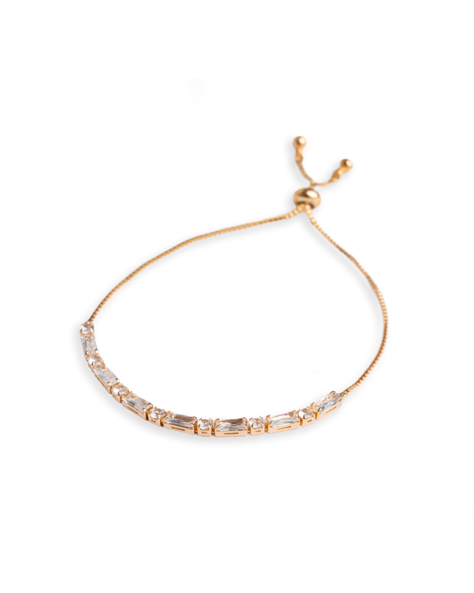 Bracciale sottile con strass rattangolari in cristallo chiusura a Y - Mya Accessories