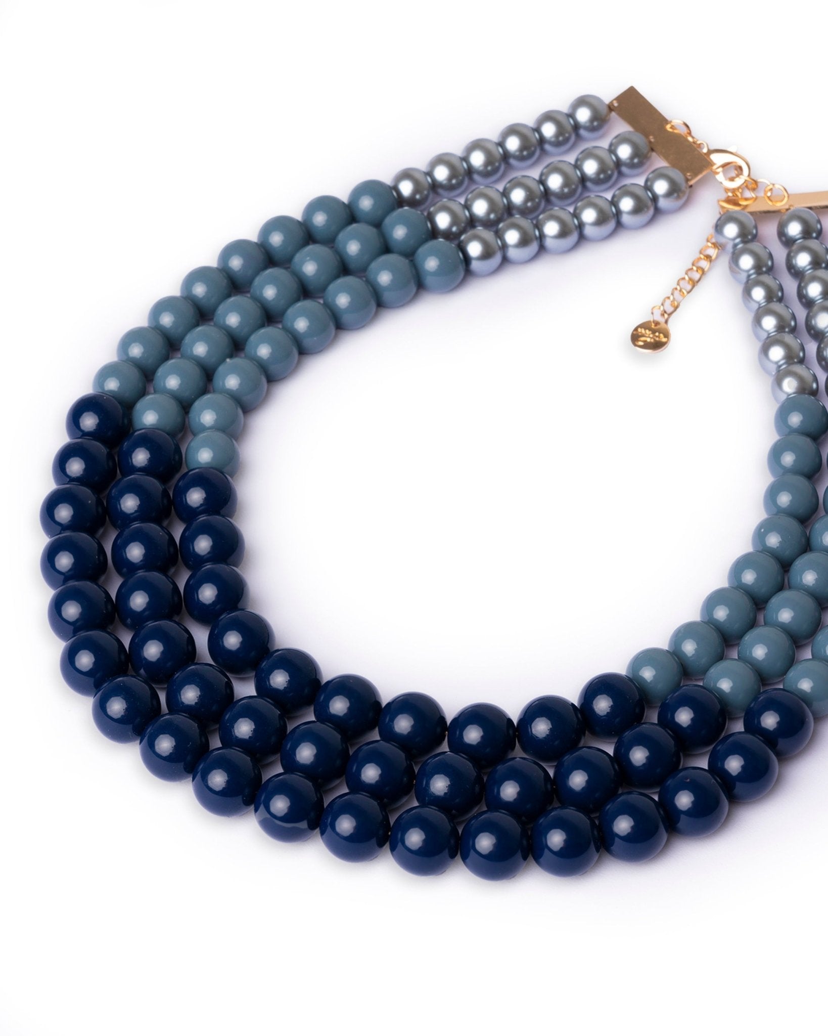 Collana girocollo multilinee con sfere in acrilico tono blu - Mya Accessories