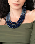 Collana girocollo multilinee con sfere in acrilico tono blu - Mya Accessories