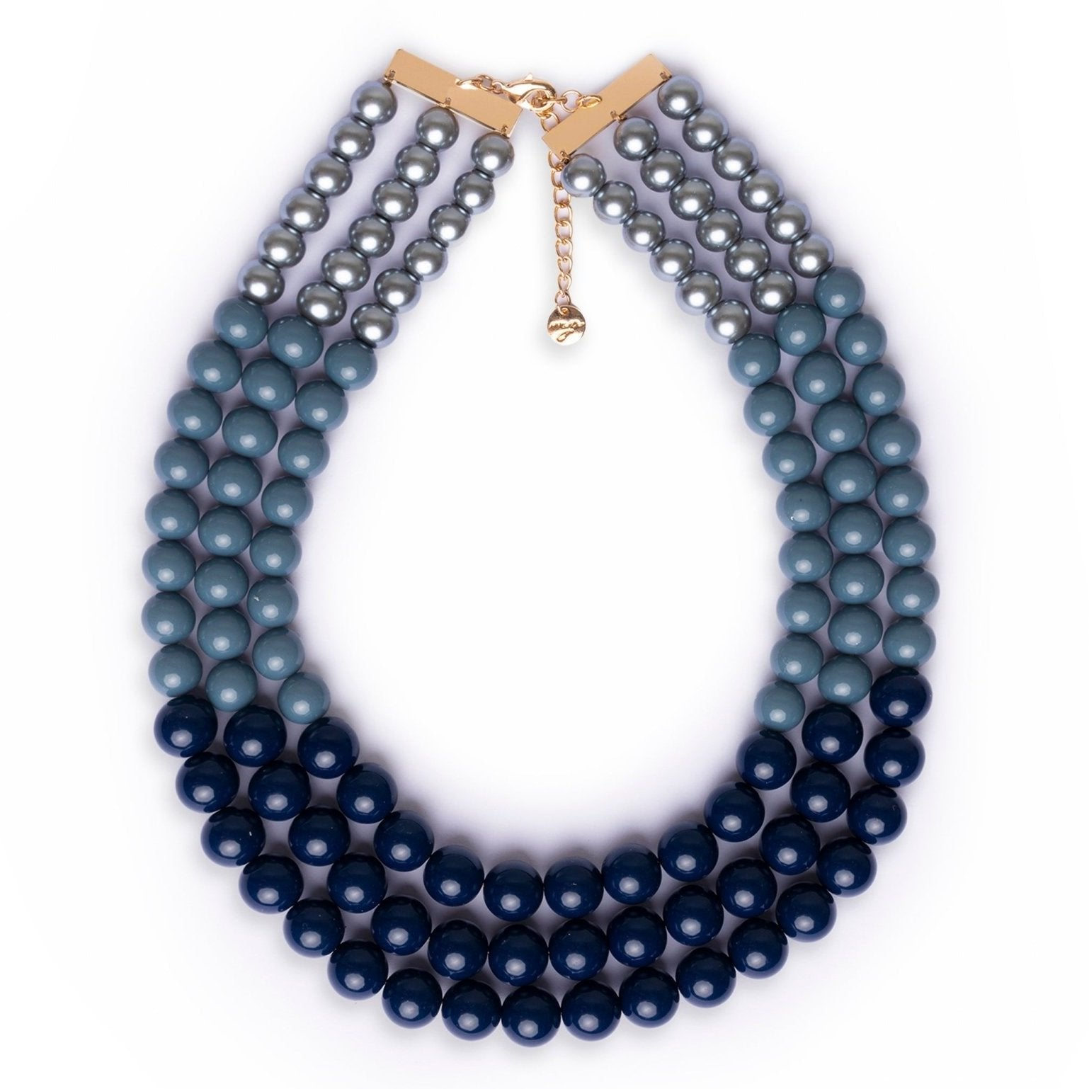 Collana girocollo multilinee con sfere in acrilico tono blu - Mya Accessories