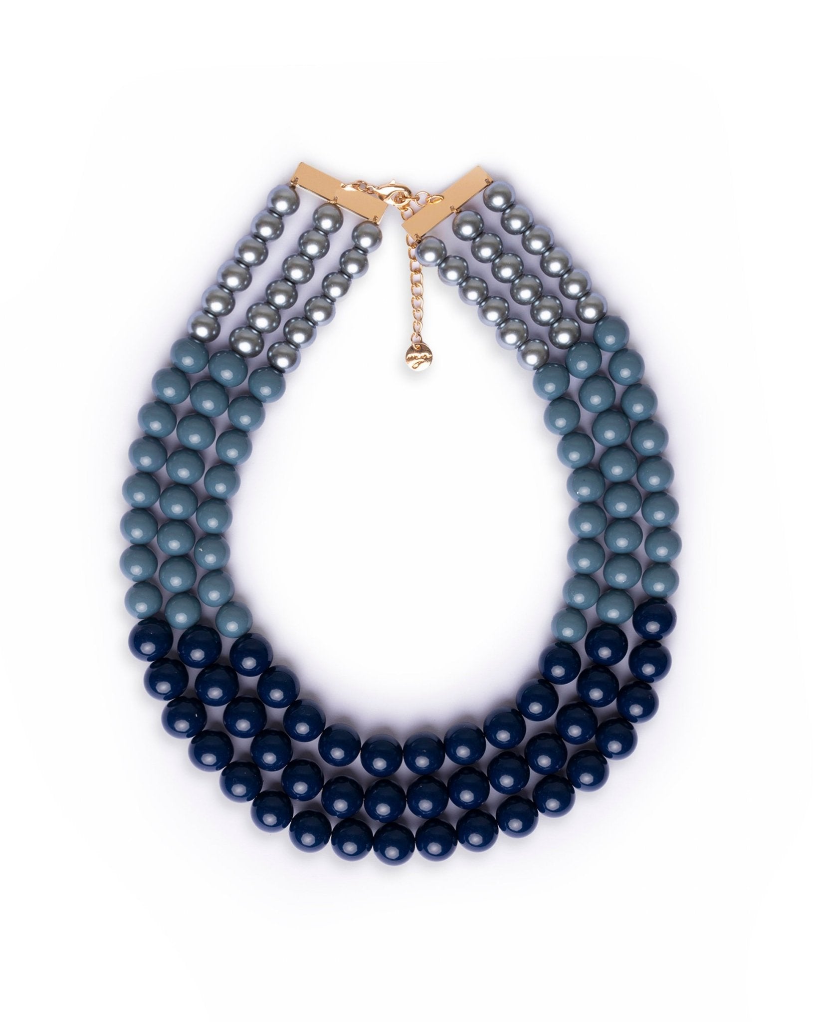 Collana girocollo multilinee con sfere in acrilico tono blu - Mya Accessories